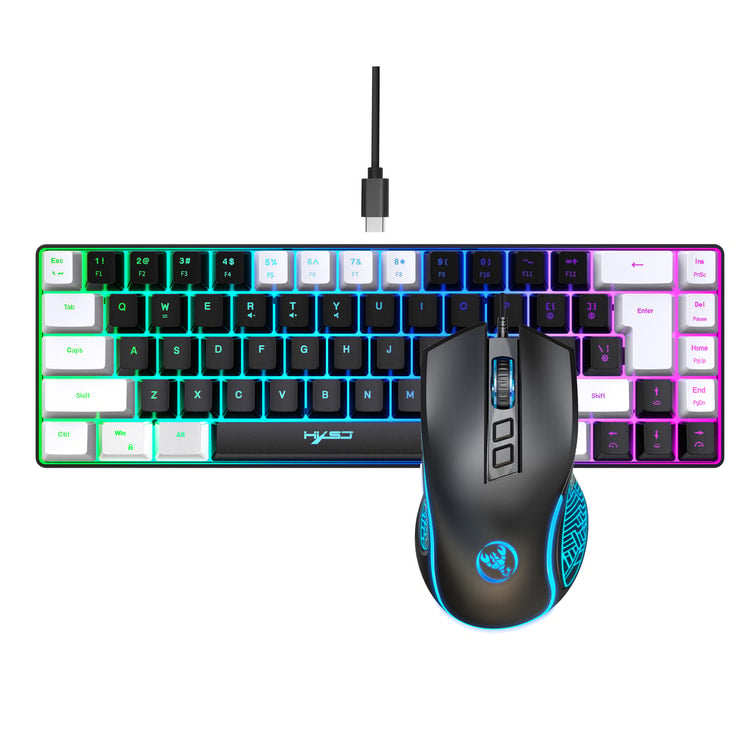 Key RGB Gaming Keyboard and Mouse Combo with Mechanical Feel Keys