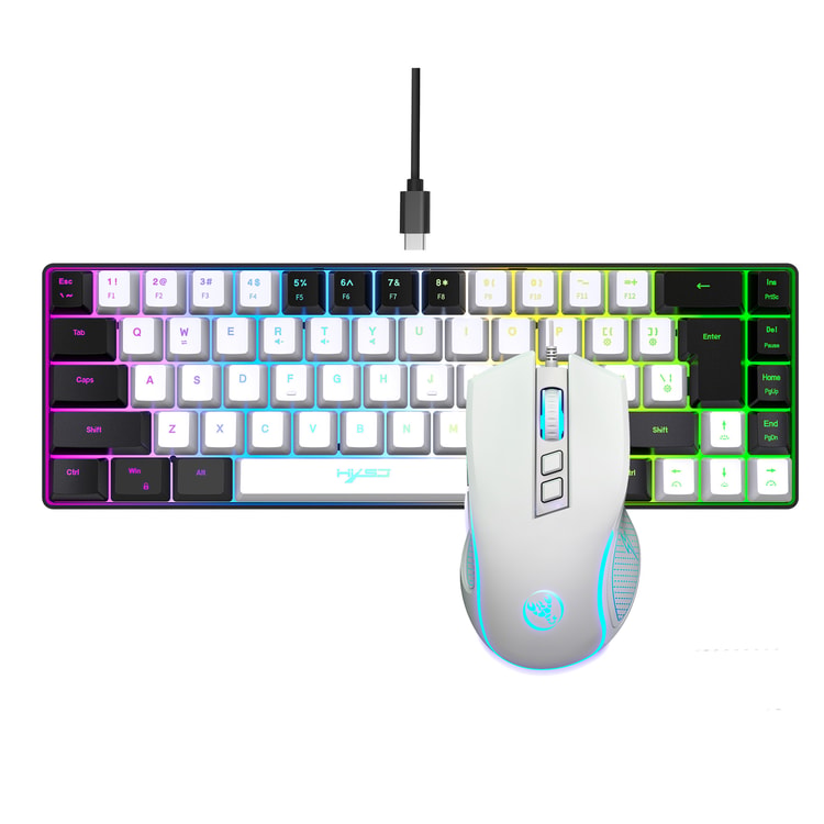 Key RGB Gaming Keyboard and Mouse Combo with Mechanical Feel Keys