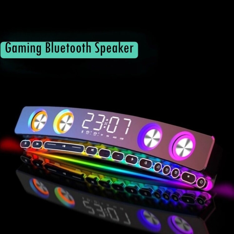 Stereo Surround Sound Bar with High Quality Bluetooth Speakers, AUX FM Radio, and Home Clock Music Center