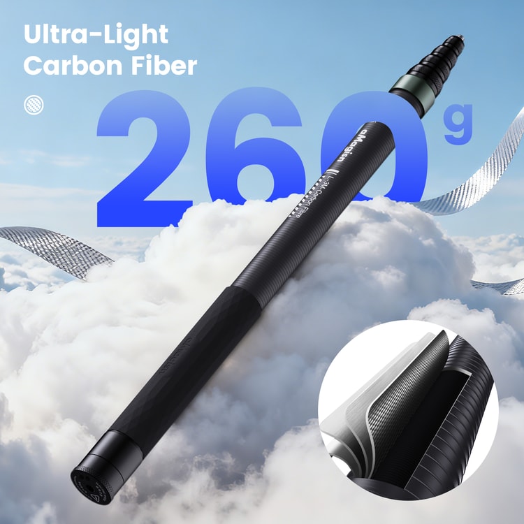 Invisible Selfie Stick Carbon Fiber Selfie Stick for Insta360 GoPro & DJI Cameras
