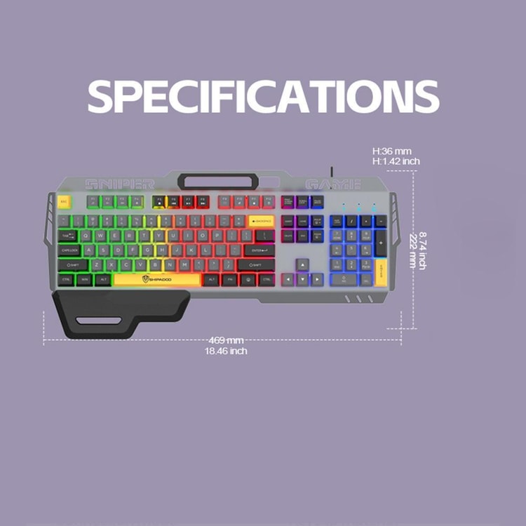 Gaming Keyboard with RGB Backlit 104 Key USB Gaming Keyboard