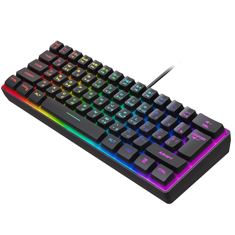 Gaming Keyboard RGB Backlit Key Compact Mechanical Feel Waterproof Keyboard