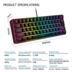Gaming Keyboard RGB Backlit Key Compact Mechanical Feel Waterproof Keyboard
