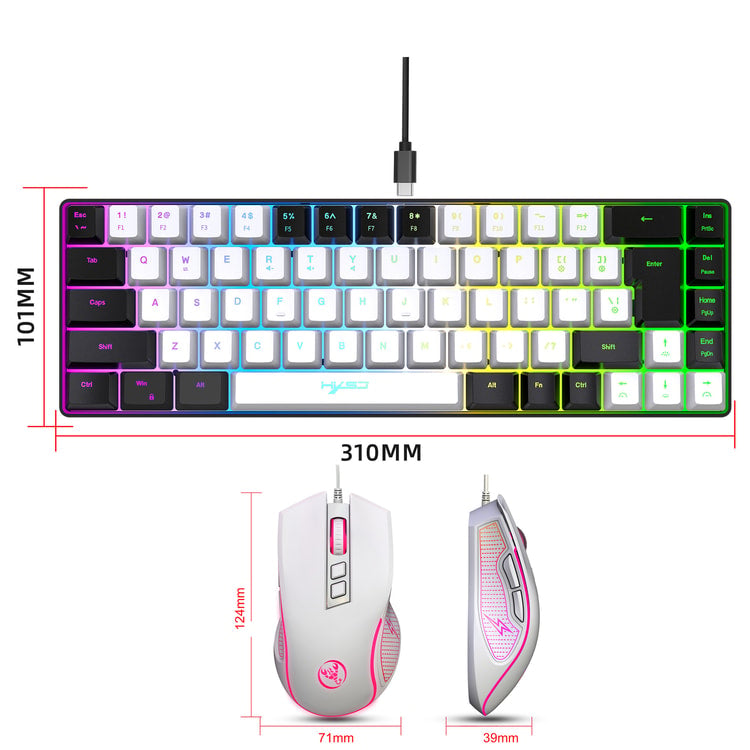 Key RGB Gaming Keyboard and Mouse Combo with Mechanical Feel Keys
