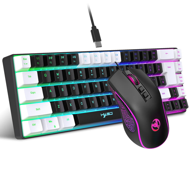 Key RGB Gaming Keyboard and Mouse Combo with Mechanical Feel Keys